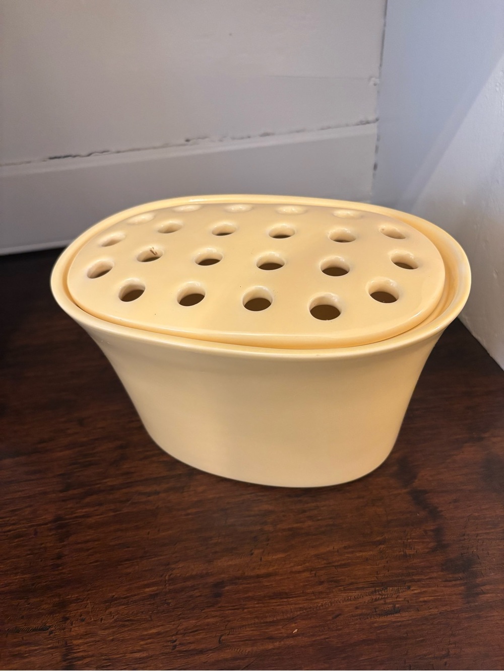 Southern Living at Home Arrange it Easy Yellow Oval Ceramic Flower Frog Vase